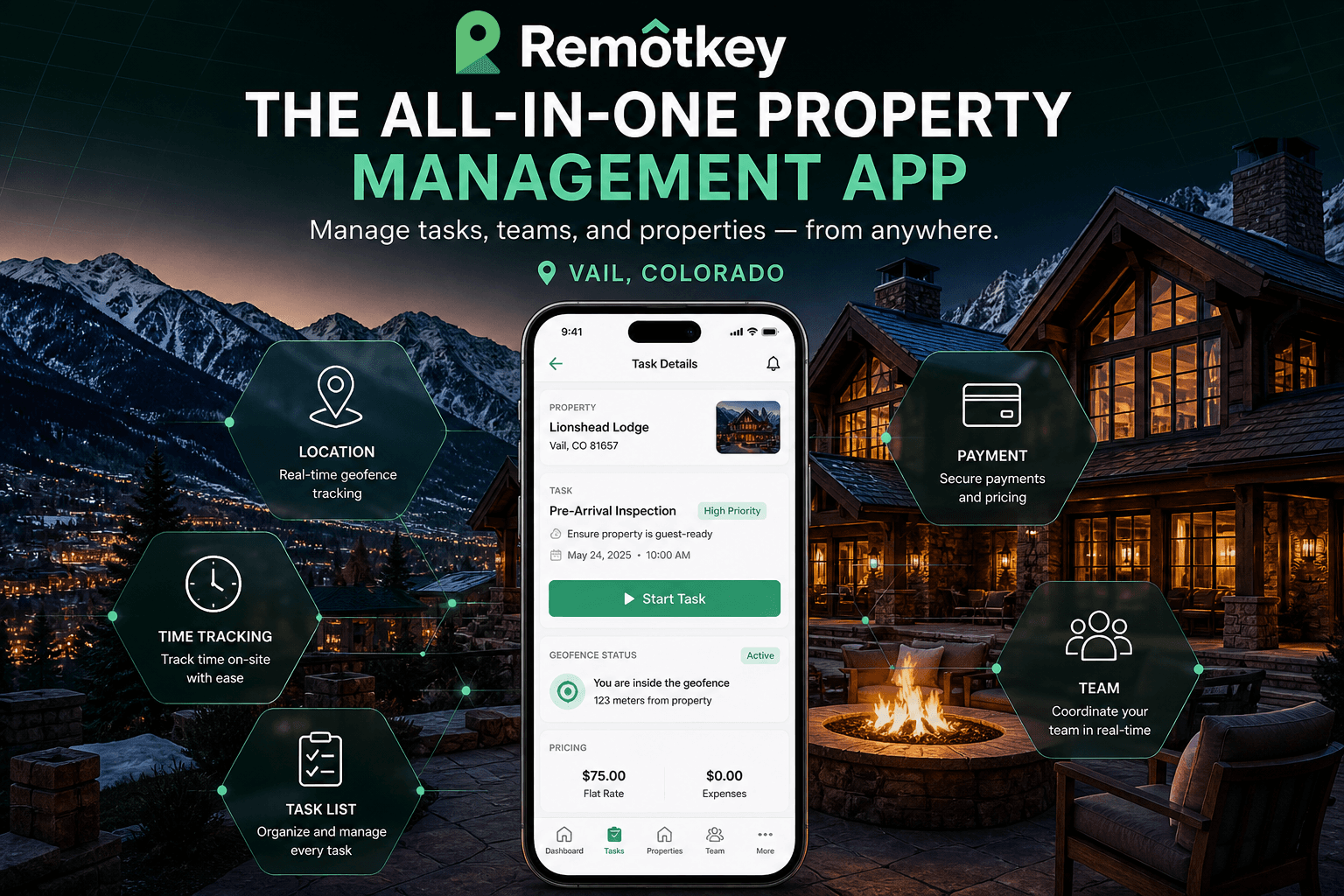 Remotkey property operations dashboard with KPIs, reservations, and analytics
