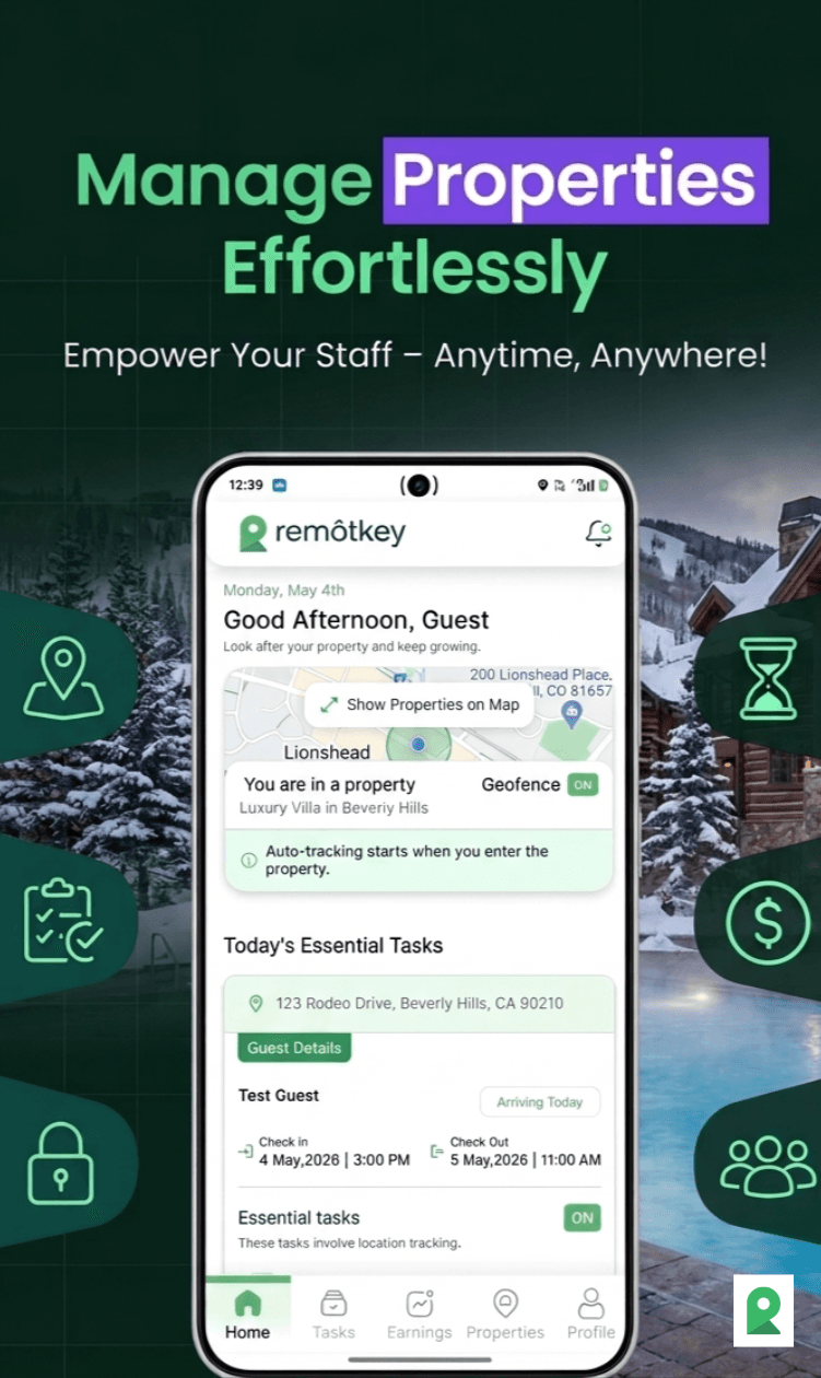 Remotkey property operations mobile home screen