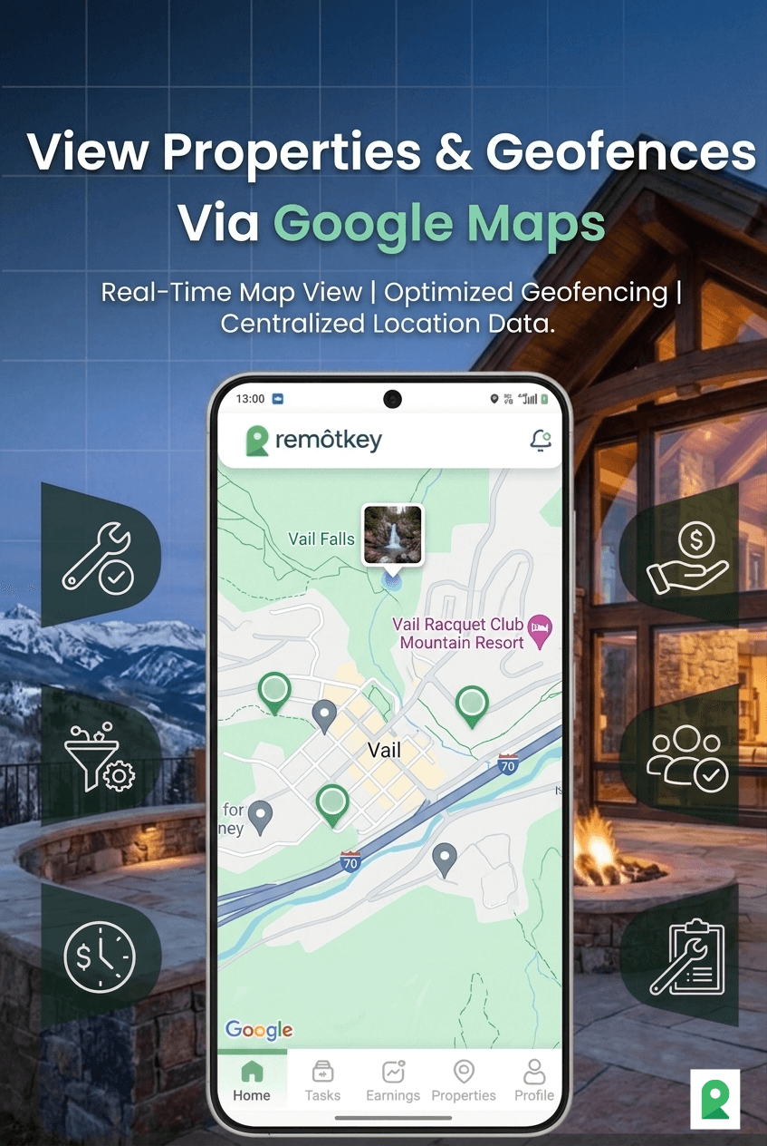 Remotkey field staff map with geofence time tracking